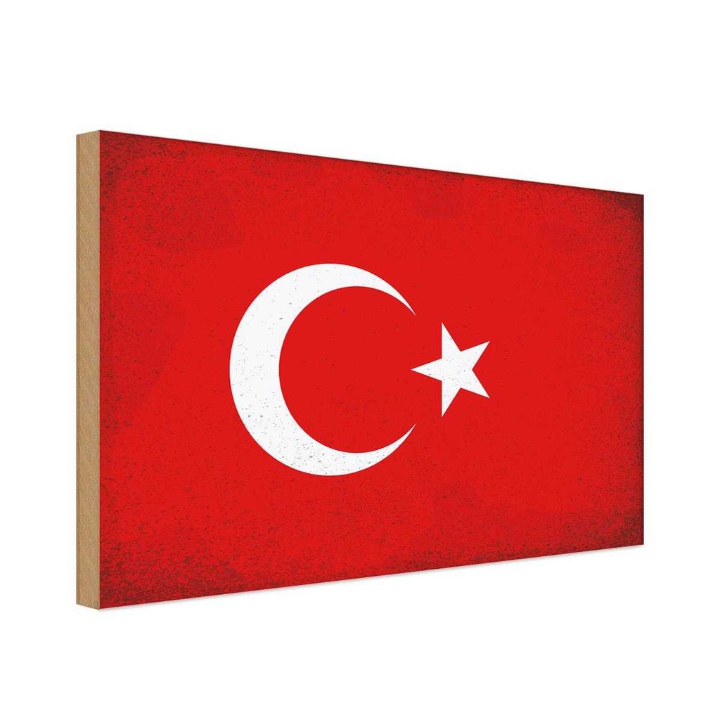 Holzschild 30x40 cm Türkei Turkey Flagge Fahne Wappen