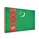 Holzschild 30x40 cm Turkmenistan Flagge Fahne Wappen