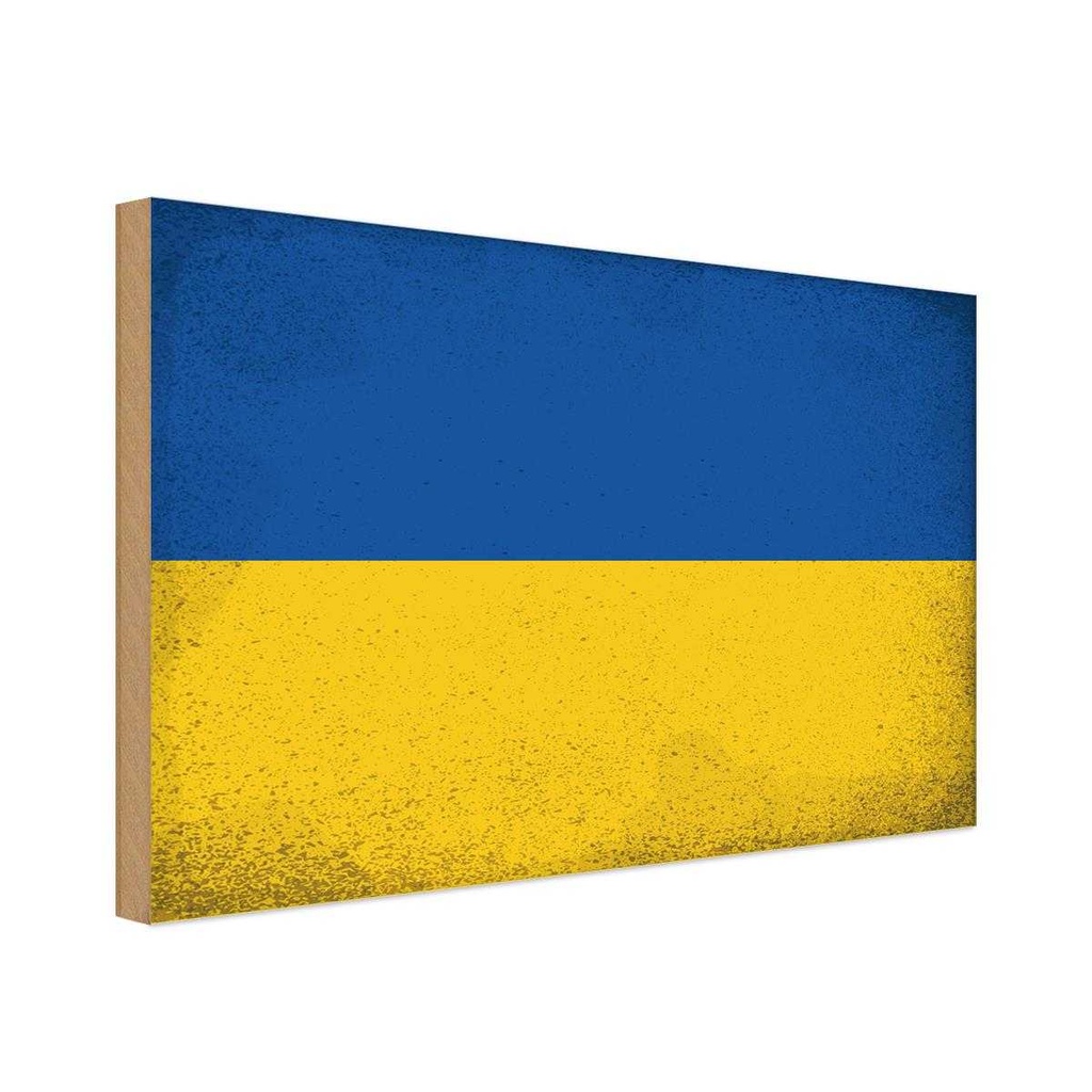 Holzschild 30x40 cm Ukraine Flagge Fahne Wappen
