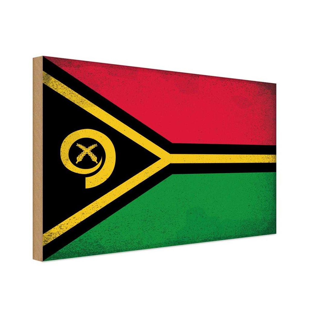 Holzschild 30x40 cm Vanuatu Flagge Fahne Wappen