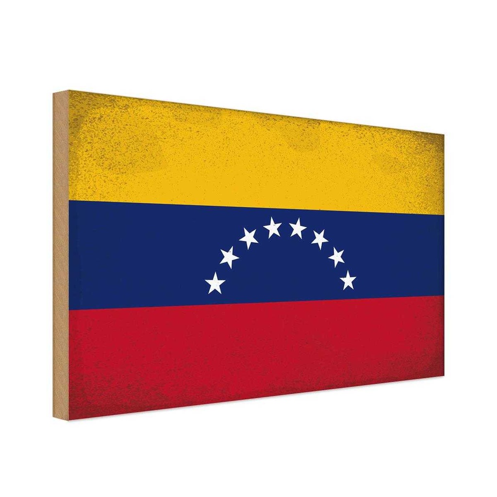 Holzschild 30x40 cm Venezuela Flagge Fahne Wappen