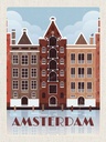 Holzschild 40x30 cm Amsterdam Reiseziel Bildmotiv Reisemotiv Straße Stadt