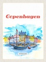 Holzschild 40x30 cm Bild Copenhagen Denmark Boot Bildmotiv Reisemotiv Straße Stadt