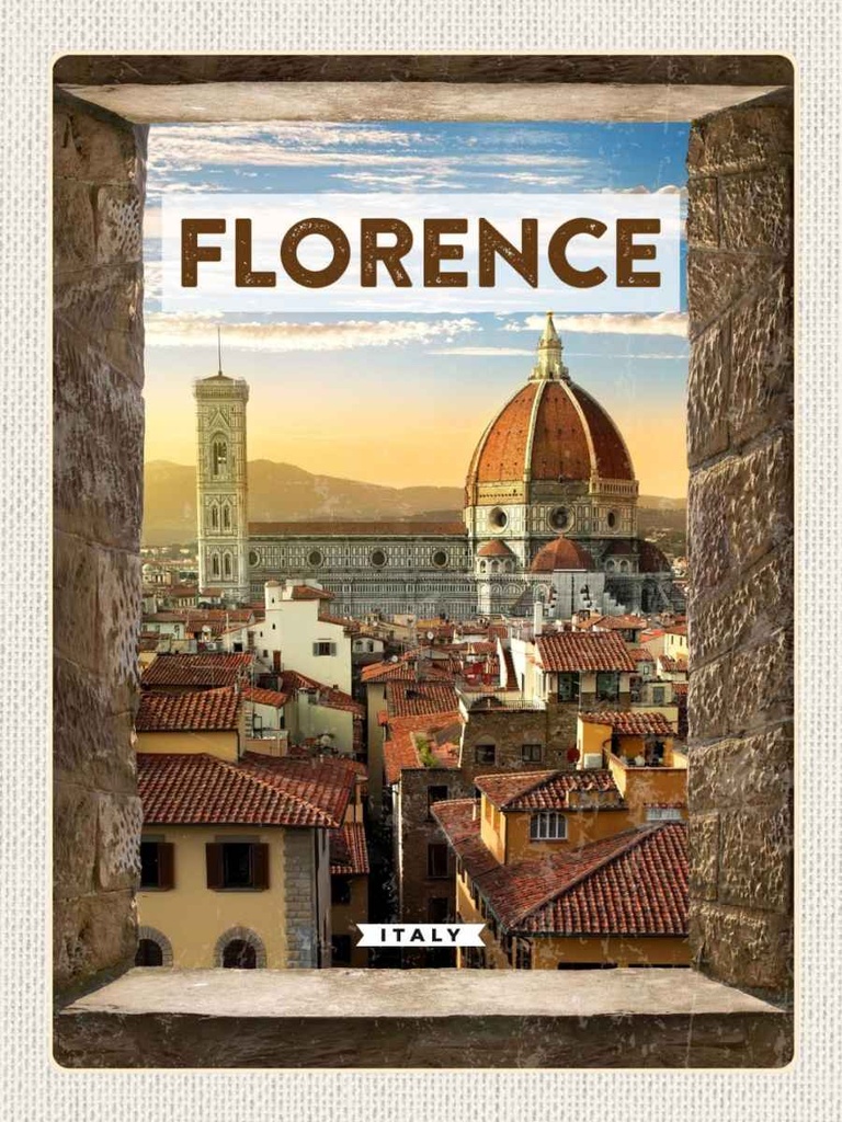 Holzschild 40x30 cm Florence Italy ItalienToscana Bildmotiv Reisemotiv Straße Stadt