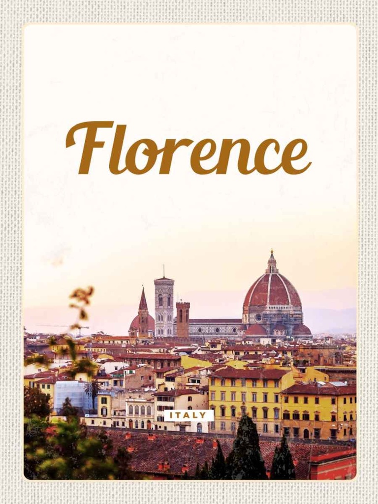 Holzschild 40x30 cm Florence Italy ItalienToscana Bildmotiv Reisemotiv Straße Stadt