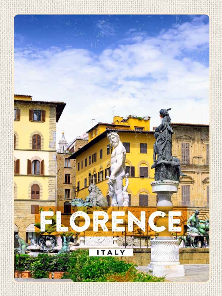 Holzschild 40x30 cm Florence Italy Italien Urlaub Bildmotiv Reisemotiv Straße Stadt