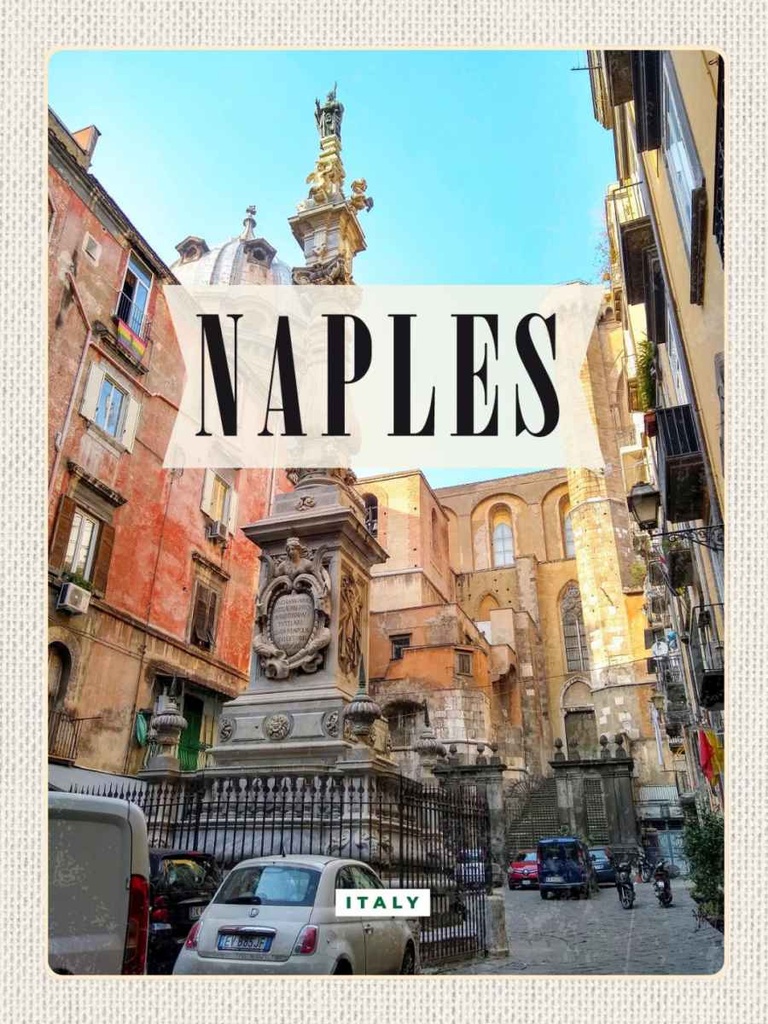 Holzschild 40x30 cm Naples Italy Neapel Italien Architektur Bildmotiv Reisemotiv Europa