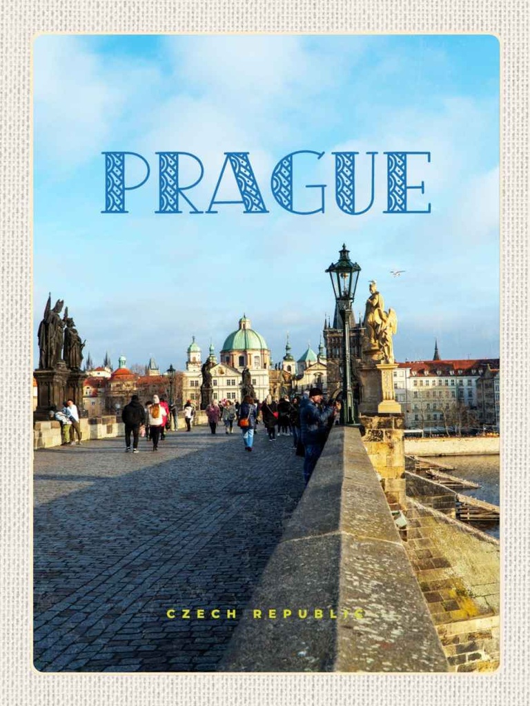 Holzschild 40x30 cm Prague Tschechien Altstadt Poster Bildmotiv Reisemotiv Europa