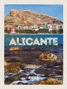 Holzschild 40x30 cm Aligante Spain Spanien Meer Bildmotiv Reisemotiv Straße Stadt