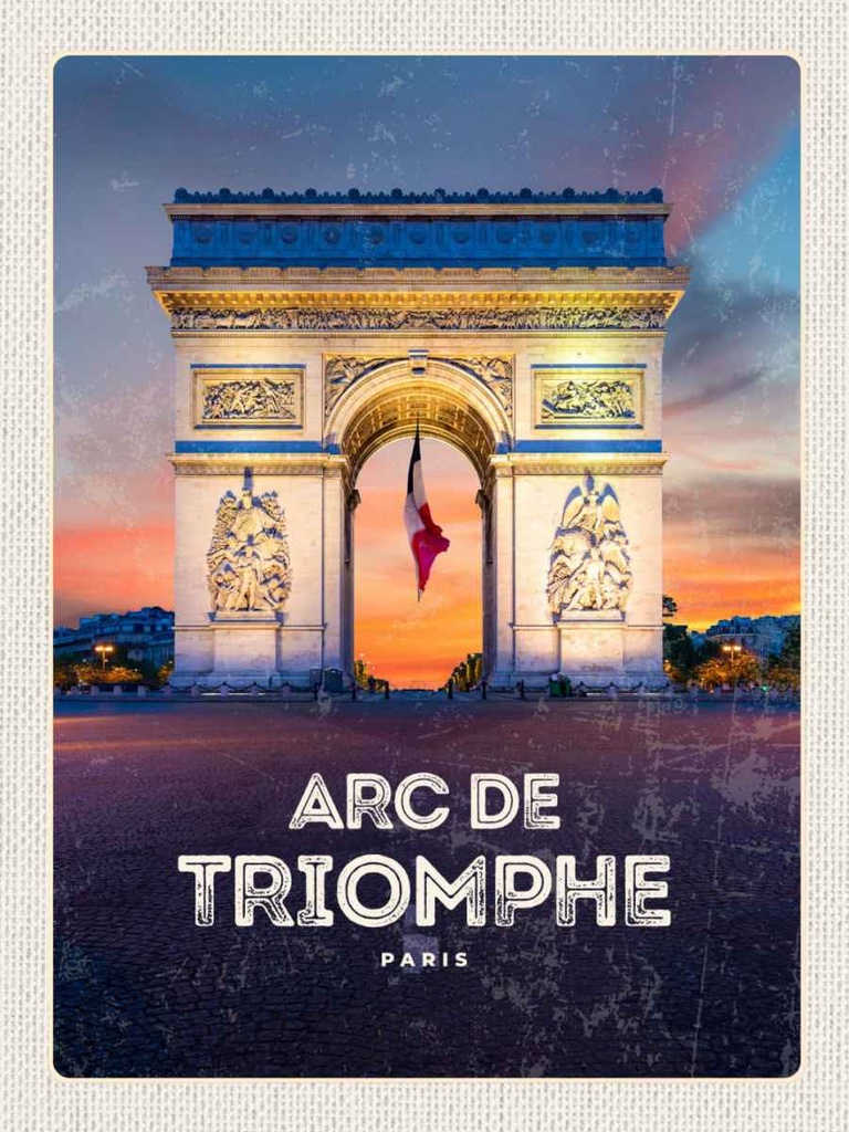 Holzschild 40x30 cm Arc de Triomphe Paris Denkmal Bildmotiv Reisemotiv Straße Stadt