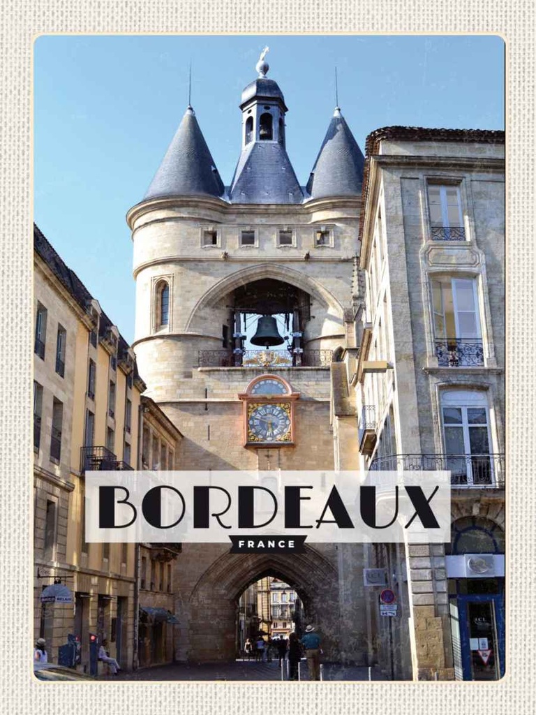 Holzschild 40x30 cm Bordeaux France Hafenstadt Bildmotiv Reisemotiv Straße Stadt