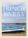 Holzschild 40x30 cm Retro french riviera Meer Boot Bildmotiv Reisemotiv Europa