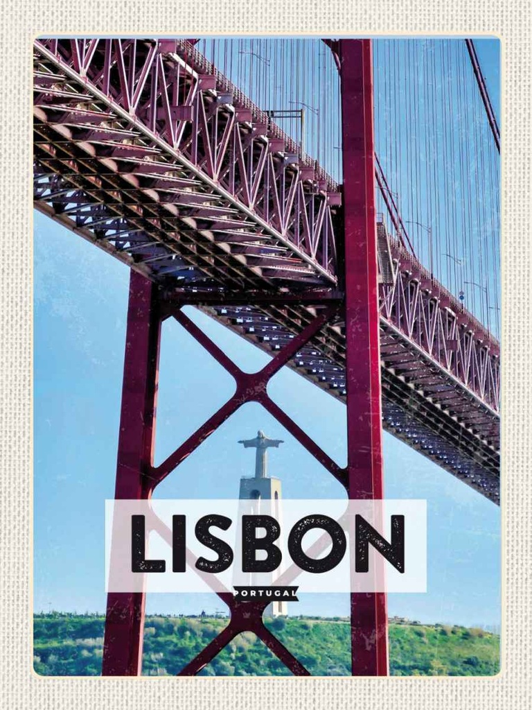 Holzschild 40x30 cm Lisbon Portugal Ponte 25 de Abril Bildmotiv Reisemotiv Europa