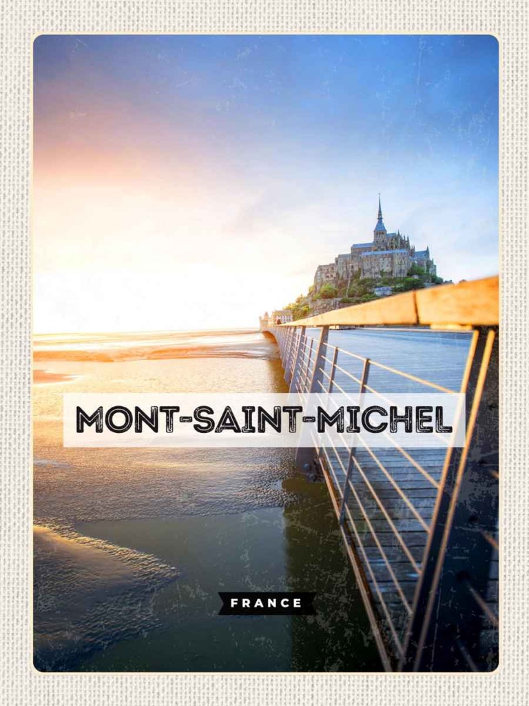 Holzschild 40x30 cm Mont-saint-Michel France Meer Bildmotiv Reisemotiv Europa