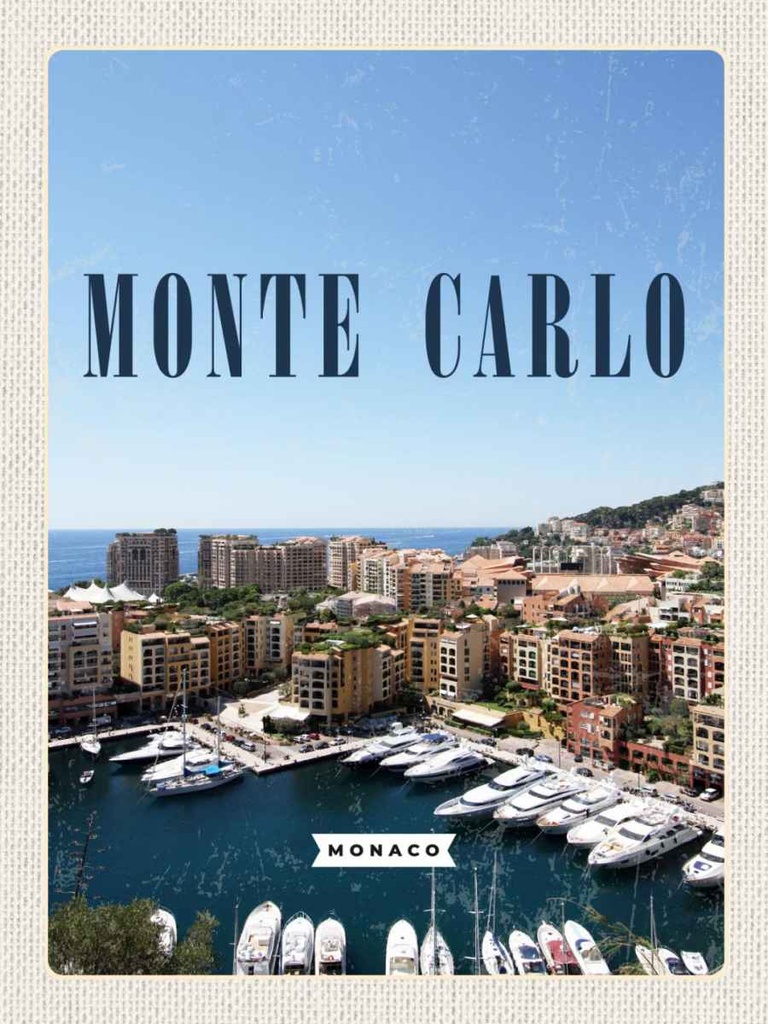 Holzschild 40x30 cm Monte Carlo Monaco Meer Bildmotiv Reisemotiv Europa