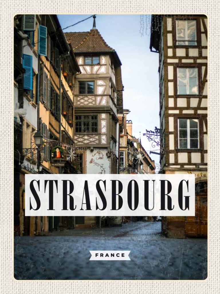 Holzschild 40x30 cm Strasbourg France la petite Panorama Bildmotiv Reisemotiv Europa
