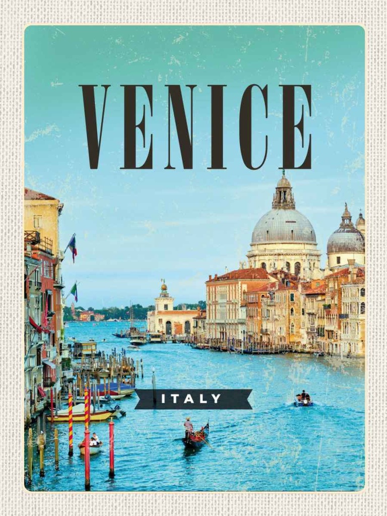 Holzschild 40x30 cm Venedig Venice Italy Meer Bildmotiv Reisemotiv Straße Stadt