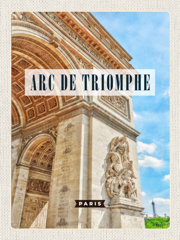 Holzschild 40x30 cm Arc de Triomphe Paris Bildmotiv Reisemotiv Straße Stadt
