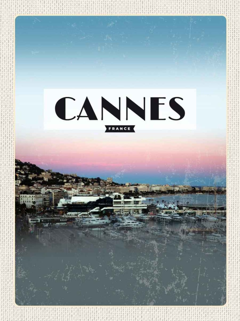 Holzschild 40x30 cm Cannes France Panorama Bild Bildmotiv Reisemotiv Straße Stadt