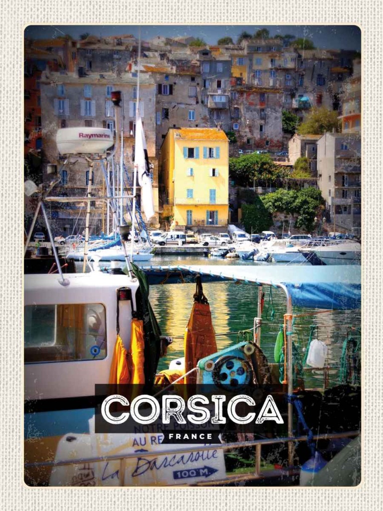 Holzschild 40x30 cm Corsica France Urlaubsort Meer Bildmotiv Reisemotiv Europa
