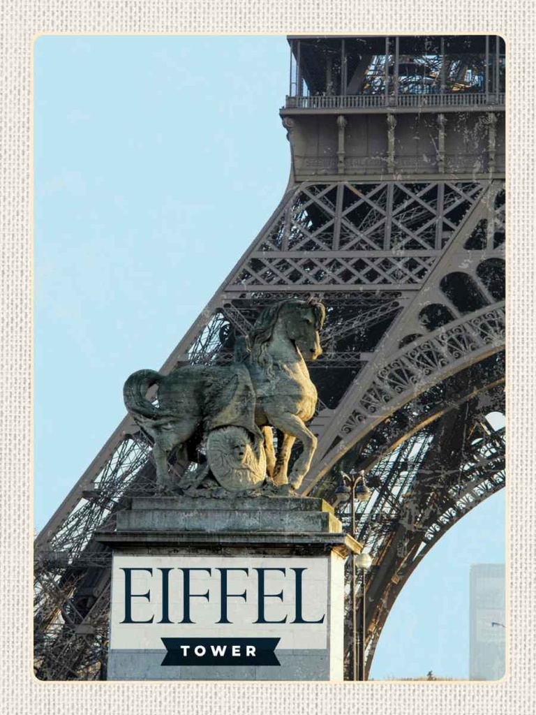 Holzschild 40x30 cm Eiffel Tower ParisTourismus Bildmotiv Reisemotiv Straße Stadt