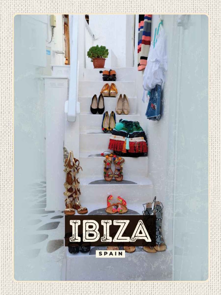 Holzschild 40x30 cm Ibiza SpainMeer Bildmotiv Reisemotiv Straße Stadt