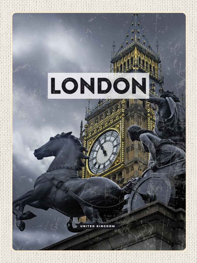 Holzschild 40x30 cm London Big Ben Queen Elizabeth Tower Bildmotiv Reisemotiv England