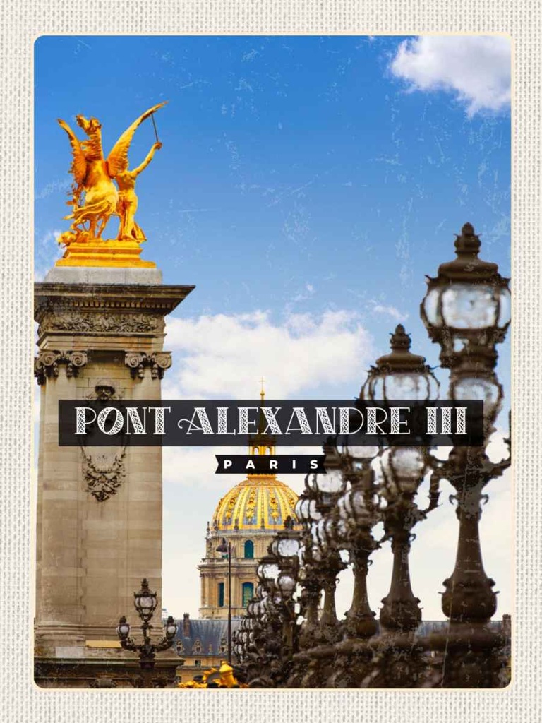 Holzschild 40x30 cm Pont Alexandre III Paris Bildmotiv Reisemotiv Straße Stadt