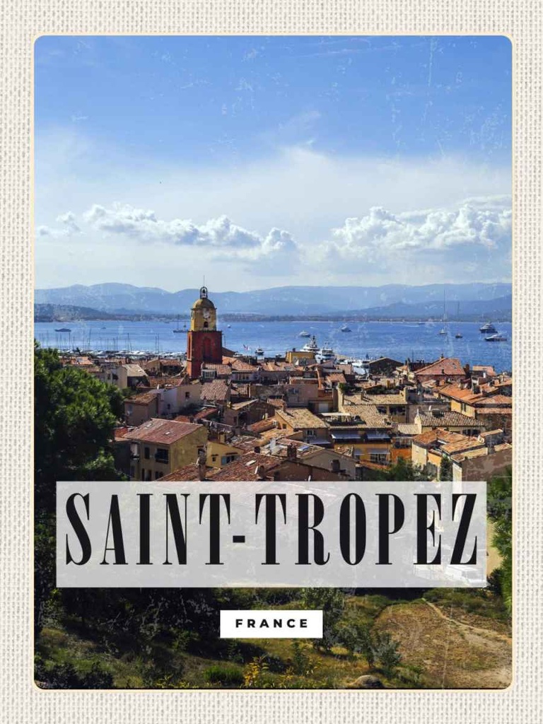 Holzschild 40x30 cm Saint-Tropez France Panorama Poster Bildmotiv Reisemotiv Europa
