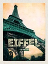 Holzschild 40x30 cm Eiffel Tower Retro Bild Bildmotiv Reisemotiv Dekoration