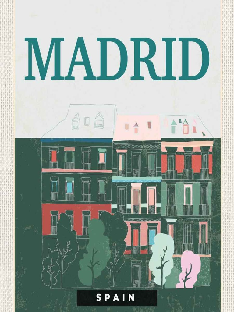 Holzschild 40x30 cm Madrid Spain Errinerungen Retro Bildmotiv Reisemotiv Europa