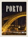 Holzschild 40x30 cm Porto Portugal Brücke Nacht Bild Bildmotiv Reisemotiv Europa