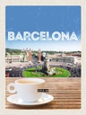 Holzschild 40x30 cm Barcelona Spain Panorama Bild Kaffee Bildmotiv Reisemotiv Abenteuer Reisen