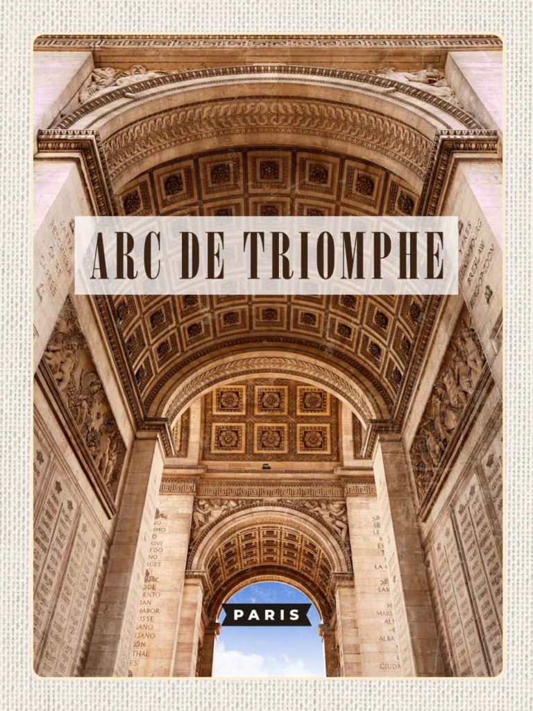 Holzschild 40x30 cm Arc de Triomphe Paris Bildmotiv Reisemotiv Straße Stadt