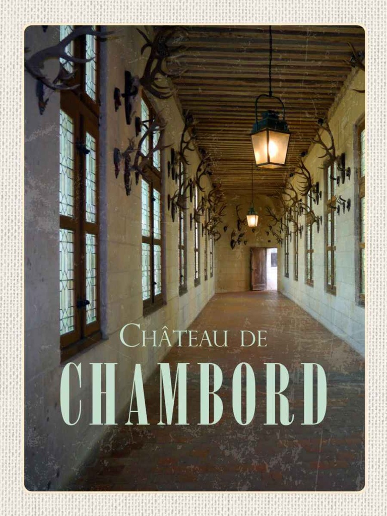Holzschild 40x30 cm Chateau de chambord Schloss Bildmotiv Reisemotiv Europa