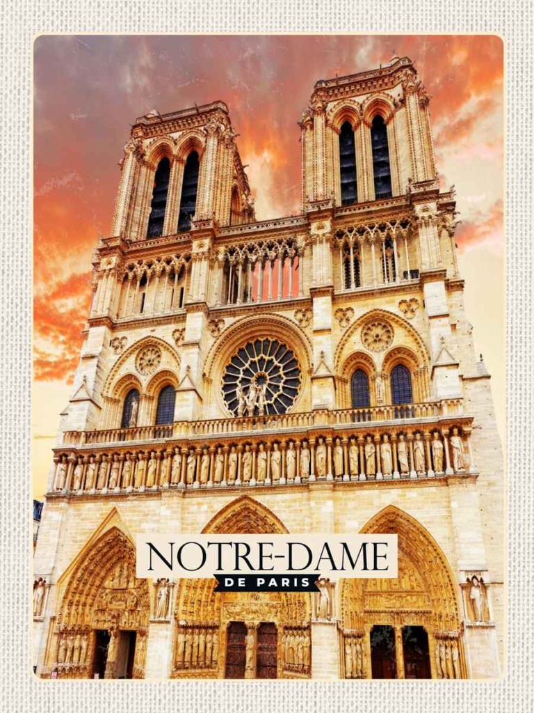 Holzschild 40x30 cm Notre-Dame de Paris Architektur Kunst Bildmotiv Reisemotiv Europa