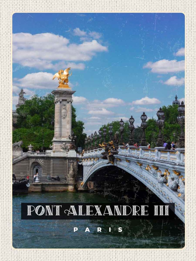 Holzschild 40x30 cm Pont Alexander III Paris Tourismus Bildmotiv Reisemotiv Europa