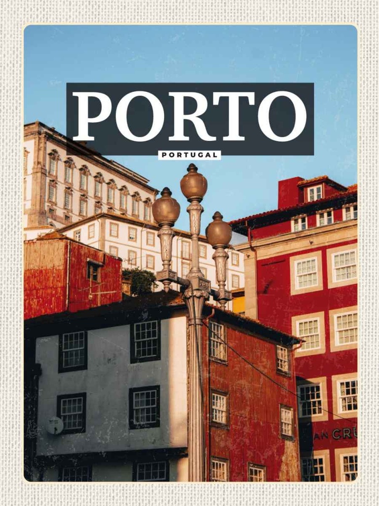 Holzschild 40x30 cm Porto Portugal Altstadt Tourismus Bildmotiv Reisemotiv Europa