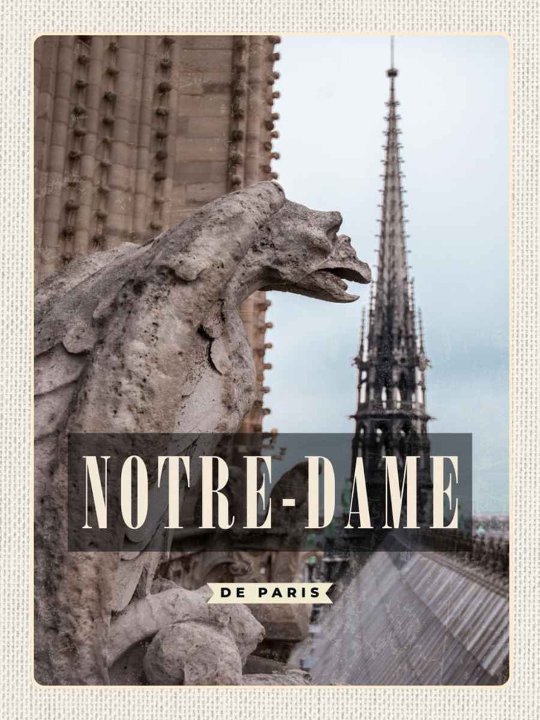 Holzschild 40x30 cm Notre-Dame de Paris Bildmotiv Reisemotiv Europa