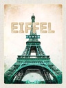 Holzschild 40x30 cm Eiffel Tower Retro Tourismus Bildmotiv Reisemotiv Abenteuer Reisen