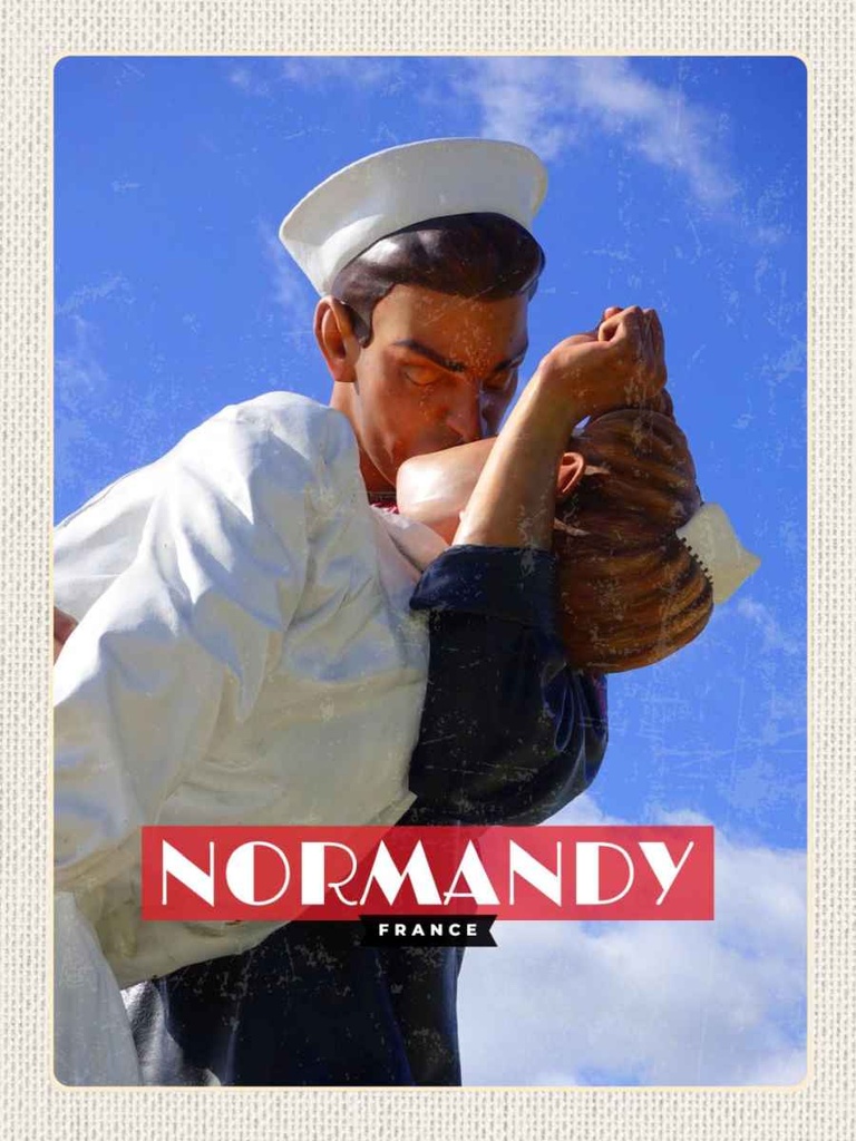 Holzschild 40x30 cm Normandy France Mémorial de Caen Bildmotiv Reisemotiv Europa