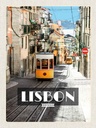 Holzschild 40x30 cm Lisbon Portugal Straßenbahn Bildmotiv Reisemotiv Straße Stadt