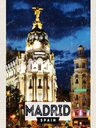 Holzschild 40x30 cm Madrid Spain Retro Nacht Poster Bildmotiv Reisemotiv Europa