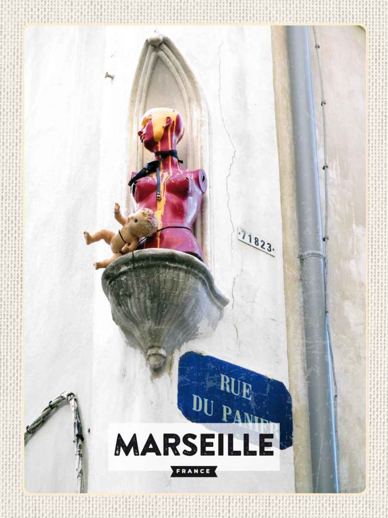 Holzschild 40x30 cm Marseille France rue du panier Bildmotiv Reisemotiv Straße Stadt