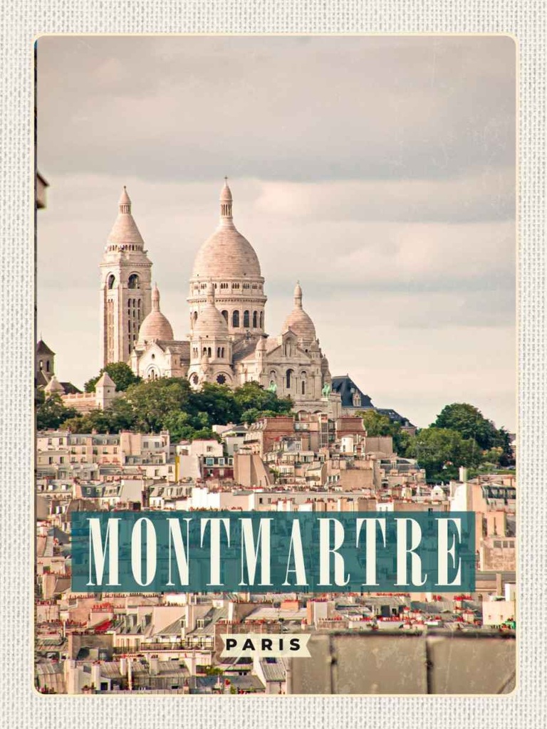 Holzschild 40x30 cm Montamartre Paris Panorama Poster Bildmotiv Reisemotiv Europa