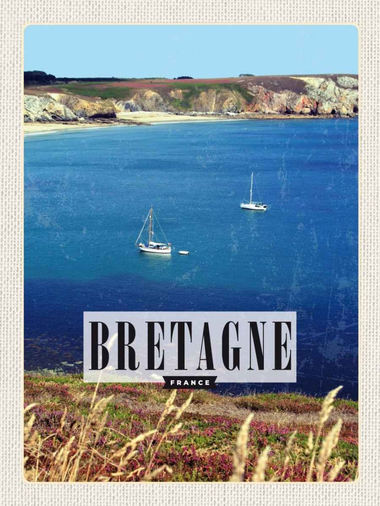 Holzschild 40x30 cm Bretagne FrancePoster Bildmotiv Reisemotiv Europa