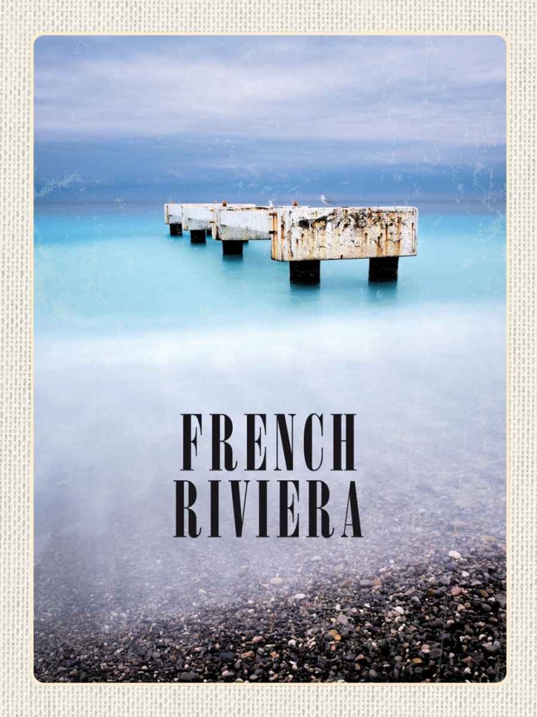 Holzschild 40x30 cm French RivieraPoster Retro Bildmotiv Reisemotiv Europa