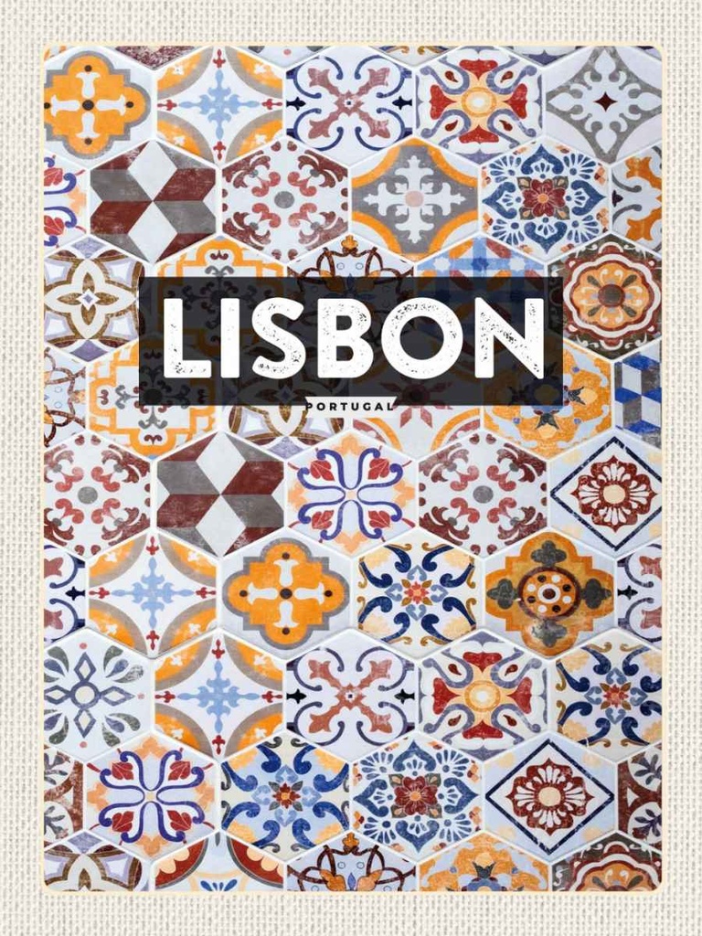 Holzschild 40x30 cm Lisbon Portugal Mosaik Kunst Bildmotiv Reisemotiv Straße Stadt