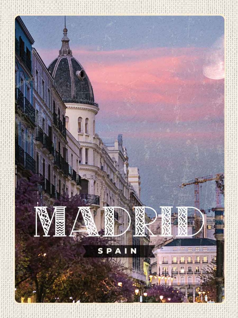 Holzschild 40x30 cm Madrid Spain Architektur Bildmotiv Reisemotiv Straße Stadt