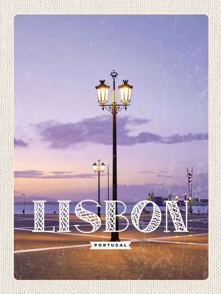 Holzschild 40x30 cm Lisbon Portugal Sonnenuntergang Bildmotiv Reisemotiv Europa